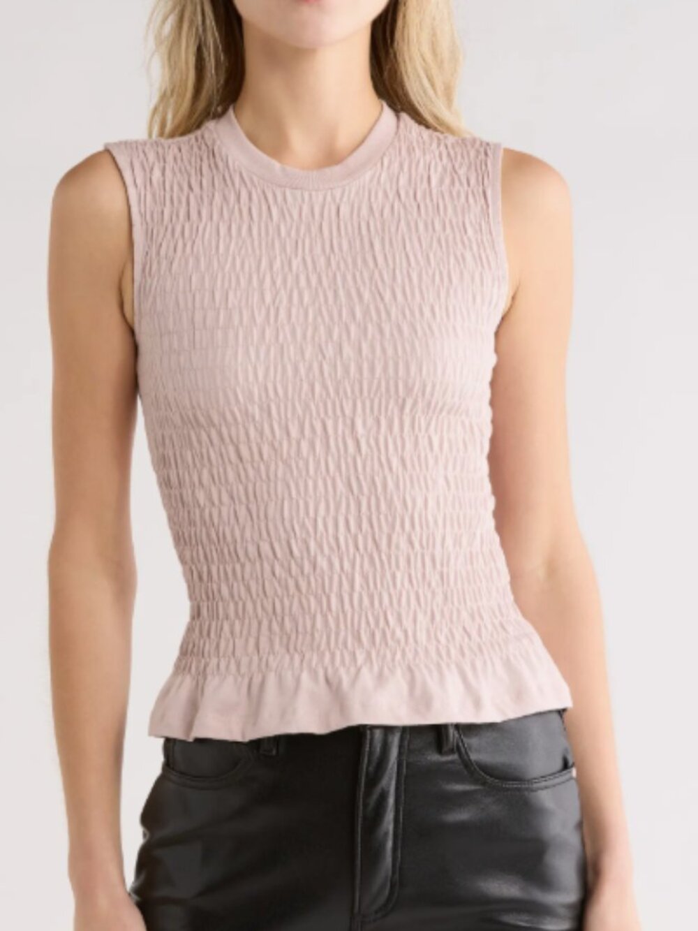 All Saints Women’s Pink Ode Smocked Peplum Top NWT Sz M